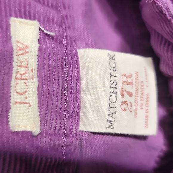 J. CREW Matchstick Lavender Pastel Goth Aesthetic Corduroy Straight Leg Pants - Picture 5 of 10